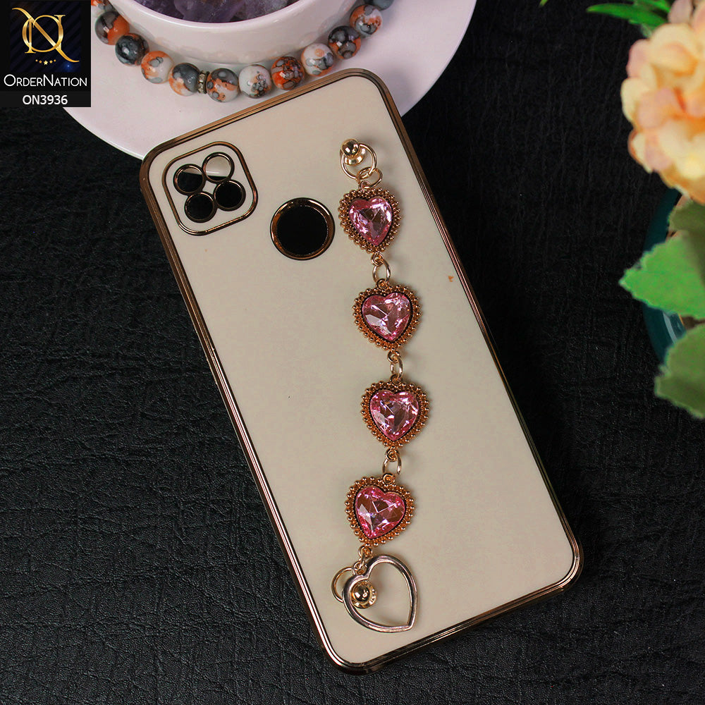 Xiaomi Redmi 10A Cover - Skin - New Electroplating Silk Shiny Camera Bumper Soft Case With Heart Chain Holder