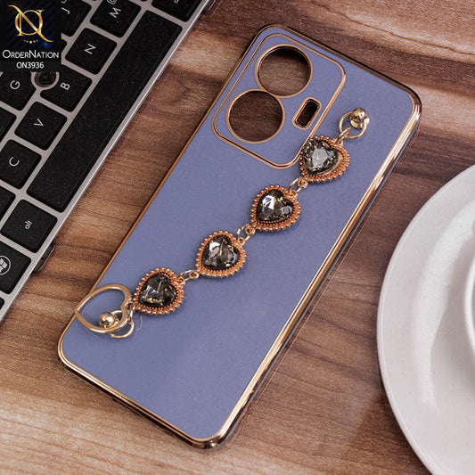 Vivo Y55 4G Cover - Blue - New Electroplating Silk Shiny Camera Bumper Soft Case With Heart Chain Holder