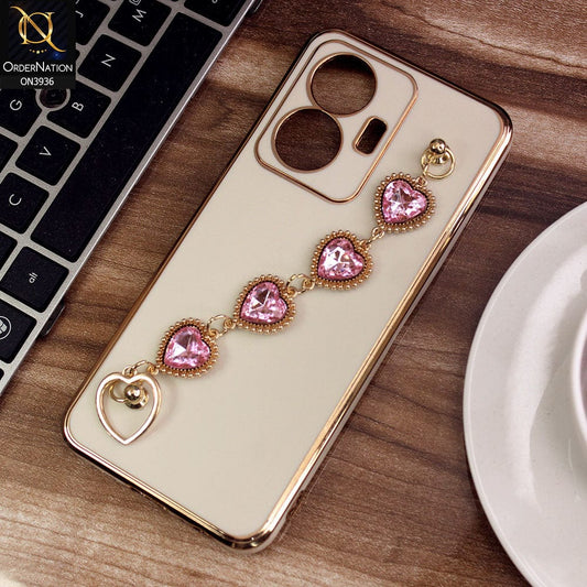 Vivo Y55 4G Cover - Skin - New Electroplating Silk Shiny Camera Bumper Soft Case With Heart Chain Holder