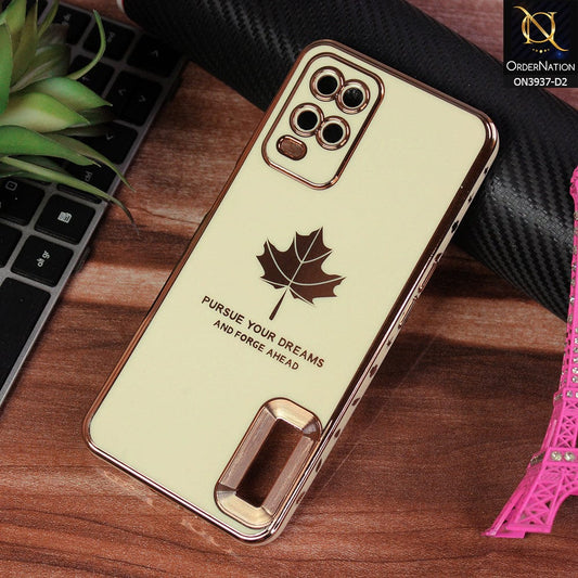 Oppo A54 4G Cover - Design 2 - New Electroplating Borders Maple Leaf Chrome logo Hole Camera Protective Soft Silicone Case