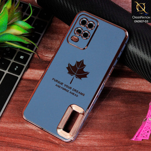 Oppo A54 4G Cover - Design 3 - New Electroplating Borders Maple Leaf Chrome logo Hole Camera Protective Soft Silicone Case