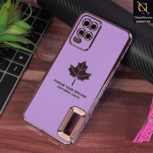 Oppo A54 4G Cover - Design 4 - New Electroplating Borders Maple Leaf Chrome logo Hole Camera Protective Soft Silicone Case
