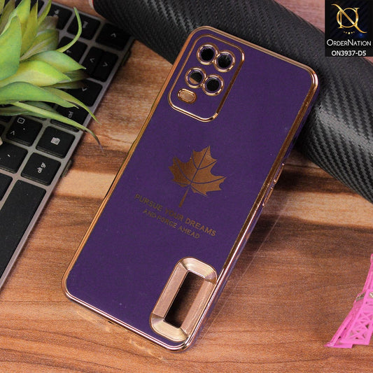 Oppo A54 4G Cover - Design 5 - New Electroplating Borders Maple Leaf Chrome logo Hole Camera Protective Soft Silicone Case