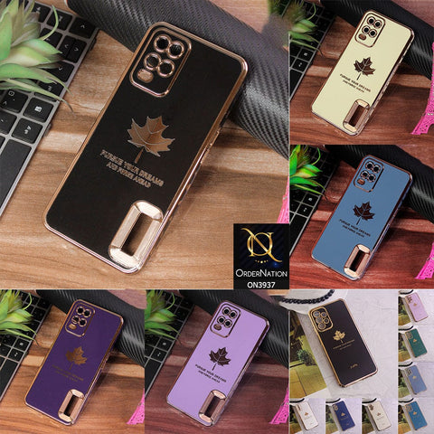 Vivo Y21a Cover - Design 2 - New Electroplating Borders Maple Leaf Chrome logo Hole Camera Protective Soft Silicone Case