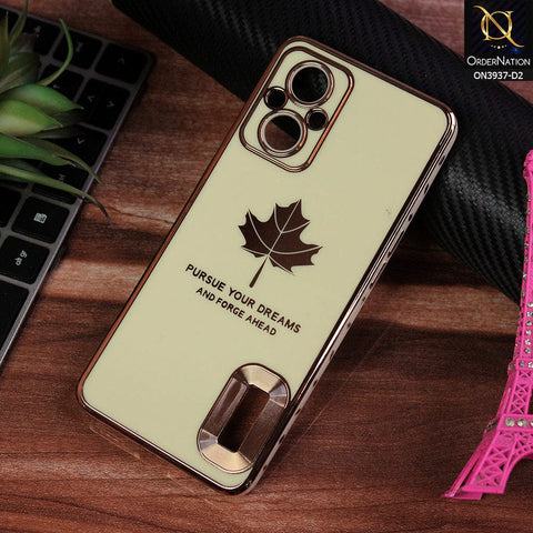 Oppo Reno7 Z 5G Cover - Design 2 - New Electroplating Borders Maple Leaf Chrome logo Hole Camera Protective Soft Silicone Case