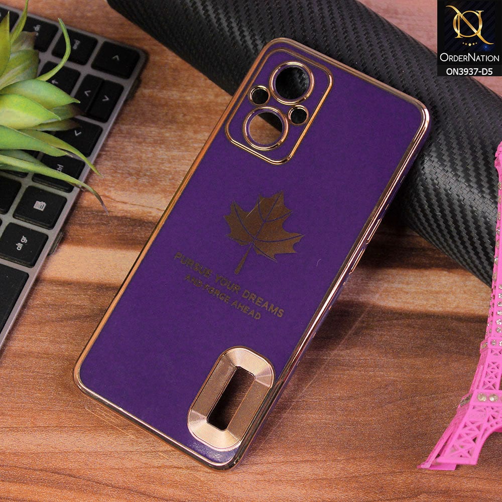 Oppo Reno7 Z 5G Cover - Design 5 - New Electroplating Borders Maple Leaf Chrome logo Hole Camera Protective Soft Silicone Case