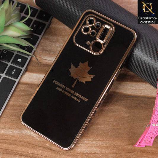 Xiaomi Redmi 10C Cover - Design 1 - New Electroplating Borders Maple Leaf Chrome logo Hole Camera Protective Soft Silicone Case