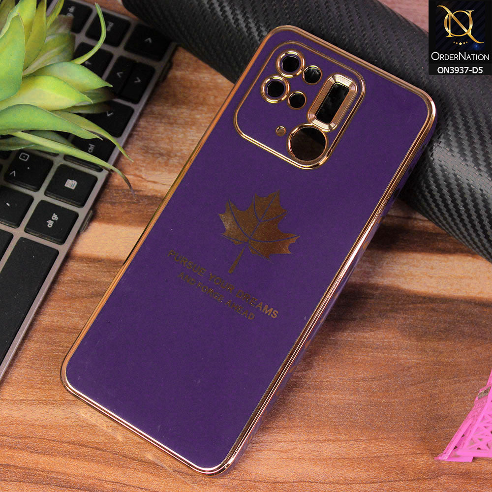 Xiaomi Redmi 10C Cover - Design 5 - New Electroplating Borders Maple Leaf Chrome logo Hole Camera Protective Soft Silicone Case