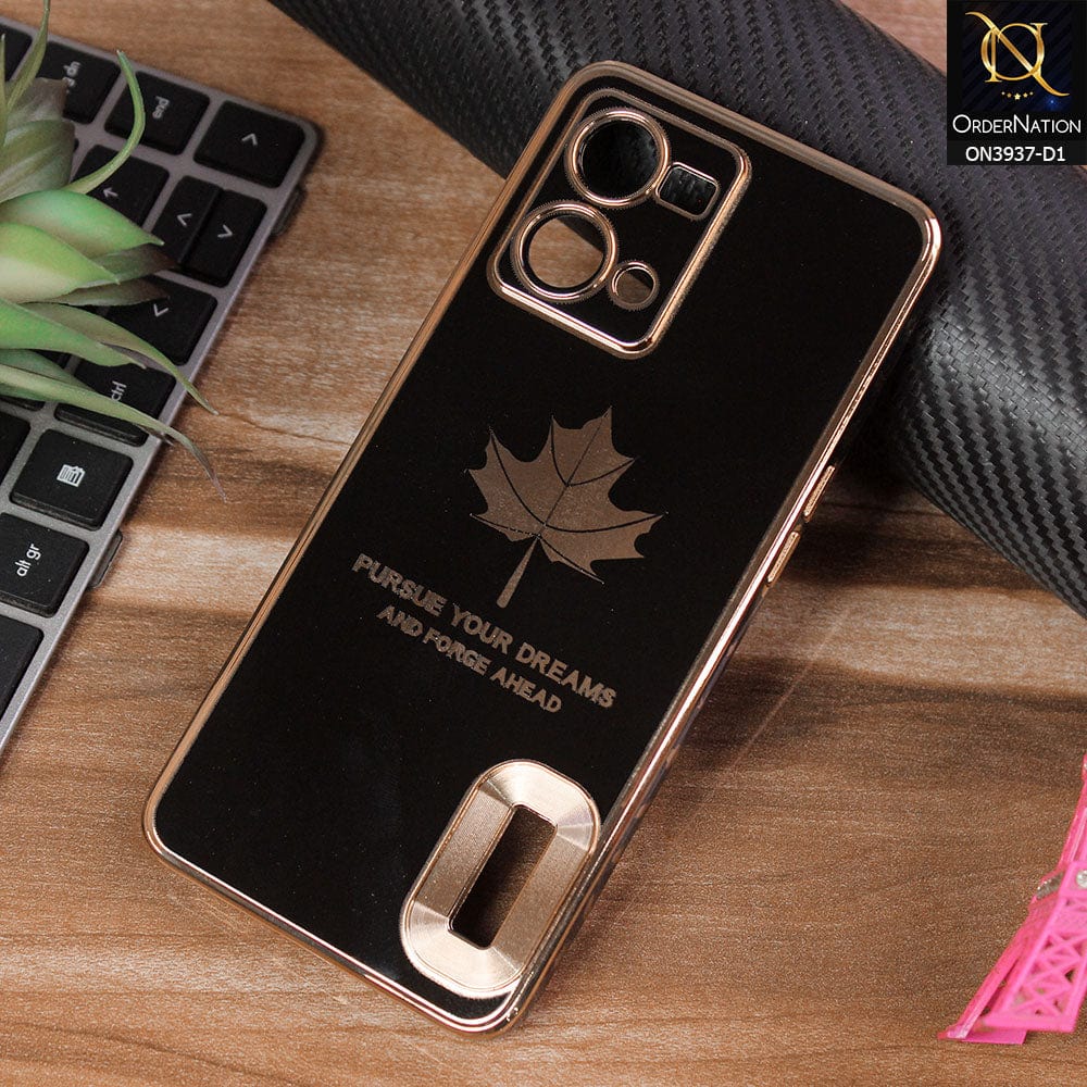 Oppo Reno 7 4G Cover - Design 1 - New Electroplating Borders Maple Leaf Chrome logo Hole Camera Protective Soft Silicone Case