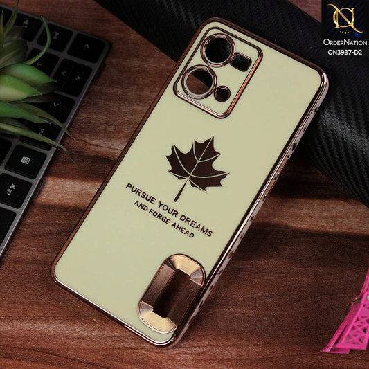 Oppo F21 Pro 4G Cover - Design 2 - New Electroplating Borders Maple Leaf Chrome logo Hole Camera Protective Soft Silicone Case