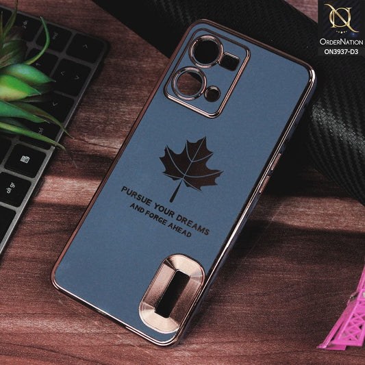 Oppo Reno 7 4G Cover - Design 3 - New Electroplating Borders Maple Leaf Chrome logo Hole Camera Protective Soft Silicone Case