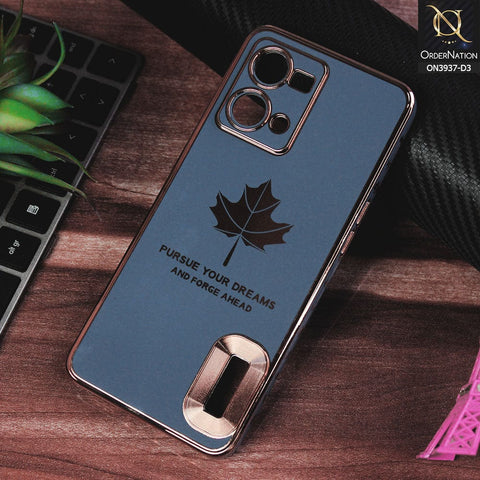 Oppo Reno 7 4G Cover - Design 3 - New Electroplating Borders Maple Leaf Chrome logo Hole Camera Protective Soft Silicone Case