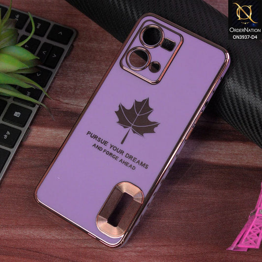 Oppo Reno 7 4G Cover - Design 4 - New Electroplating Borders Maple Leaf Chrome logo Hole Camera Protective Soft Silicone Case