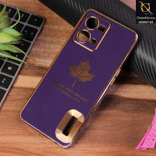 Oppo F21 Pro 4G Cover - Design 5 - New Electroplating Borders Maple Leaf Chrome logo Hole Camera Protective Soft Silicone Case