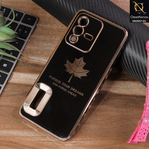 Vivo S12 Cover - Design 1 - New Electroplating Borders Maple Leaf Chrome logo Hole Camera Protective Soft Silicone Case