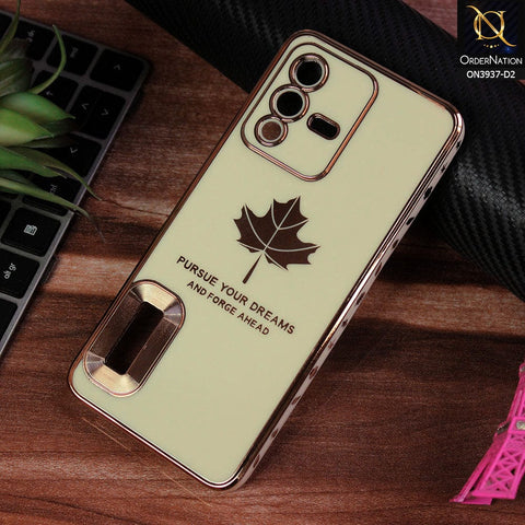 Vivo S12  Cover - Design 2 - New Electroplating Borders Maple Leaf Chrome logo Hole Camera Protective Soft Silicone Case