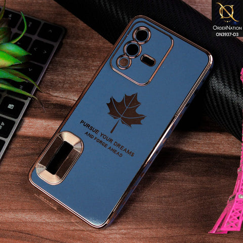 Vivo V23 5G  Cover - Design 3 - New Electroplating Borders Maple Leaf Chrome logo Hole Camera Protective Soft Silicone Case