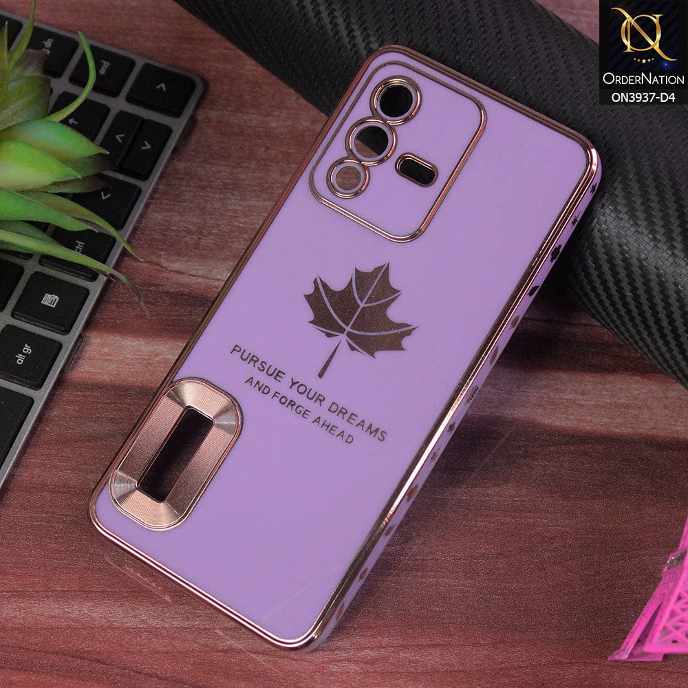 Vivo S12  Cover - Design 4 - New Electroplating Borders Maple Leaf Chrome logo Hole Camera Protective Soft Silicone Case