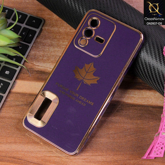 Vivo S12  Cover - Design 5 - New Electroplating Borders Maple Leaf Chrome logo Hole Camera Protective Soft Silicone Case