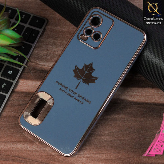 Vivo Y21a Cover - Design 3 - New Electroplating Borders Maple Leaf Chrome logo Hole Camera Protective Soft Silicone Case