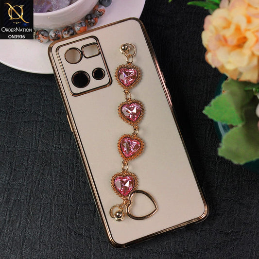 Oppo Reno 7 4G Cover - Skin - New Electroplating Silk Shiny Camera Bumper Soft Case With Heart Chain Holder