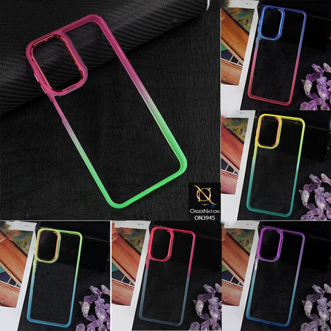 Oppo F21 Pro 4G Cover - Design 4 - New Rainbow Style Soft Silicone Borders Clear Back Case With Electroplating Camera Ring