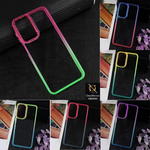iPhone 13 Pro Max Cover - Design 5 - New Rainbow Style Soft Silicone Borders Clear Back Case With Electroplating Camera Ring