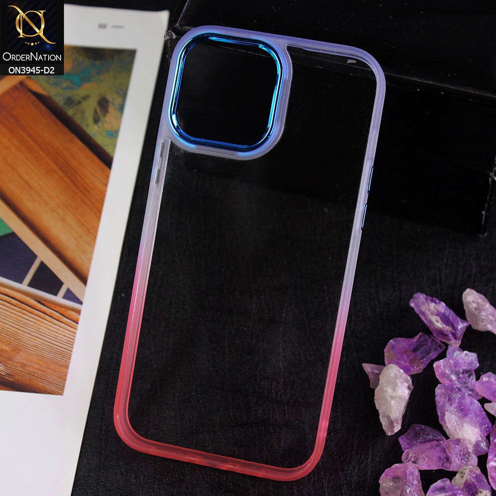 iPhone 12 Pro Max Cover - Design 2 - New Rainbow Style Soft Silicone Borders Clear Back Case With Electroplating Camera Ring