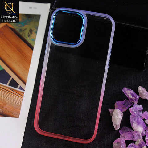 iPhone 12 Pro Max Cover - Design 2 - New Rainbow Style Soft Silicone Borders Clear Back Case With Electroplating Camera Ring