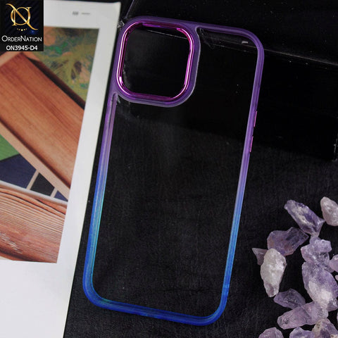 iPhone 13 Pro Max Cover - Design 4 - New Rainbow Style Soft Silicone Borders Clear Back Case With Electroplating Camera Ring