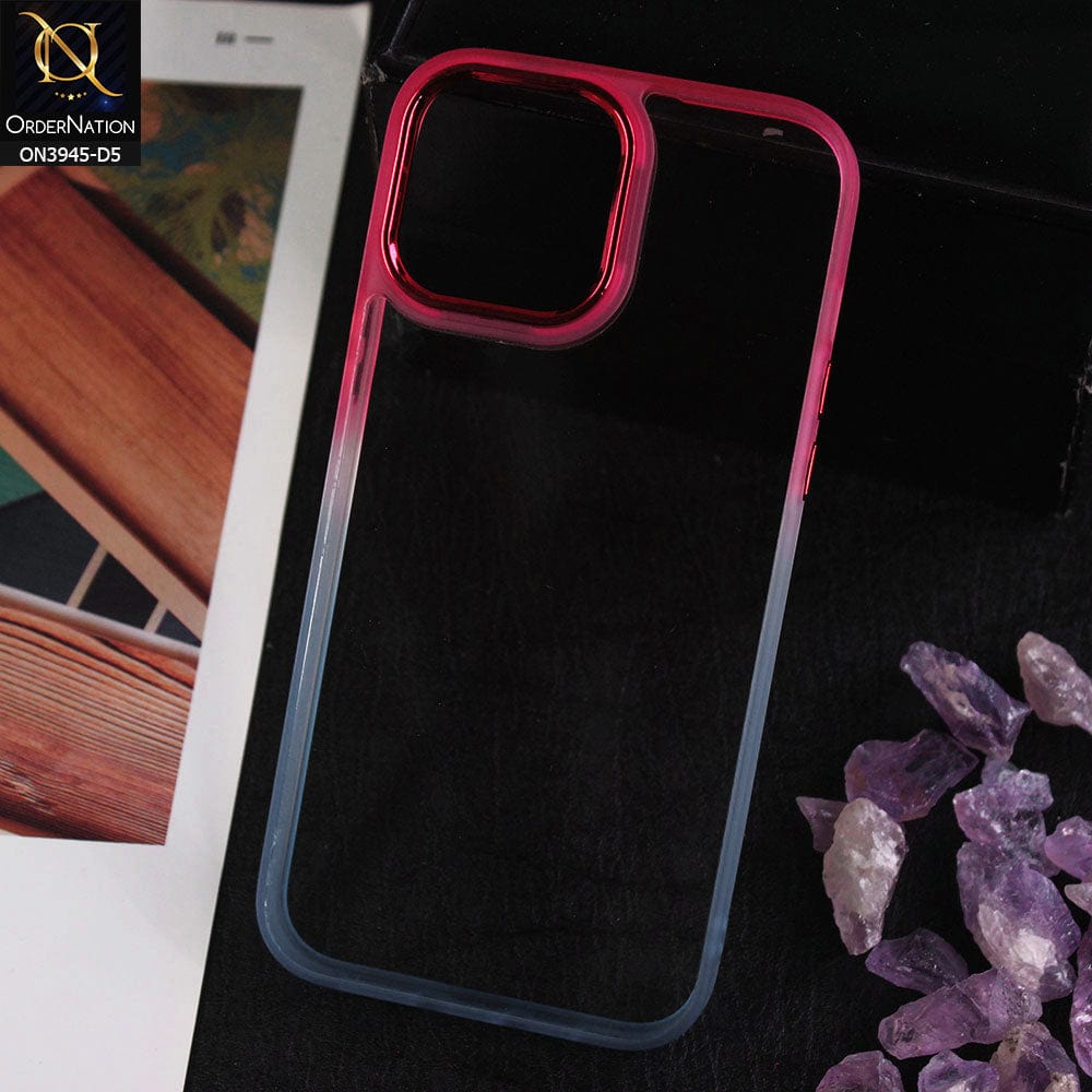 iPhone 13 Pro Max Cover - Design 5 - New Rainbow Style Soft Silicone Borders Clear Back Case With Electroplating Camera Ring