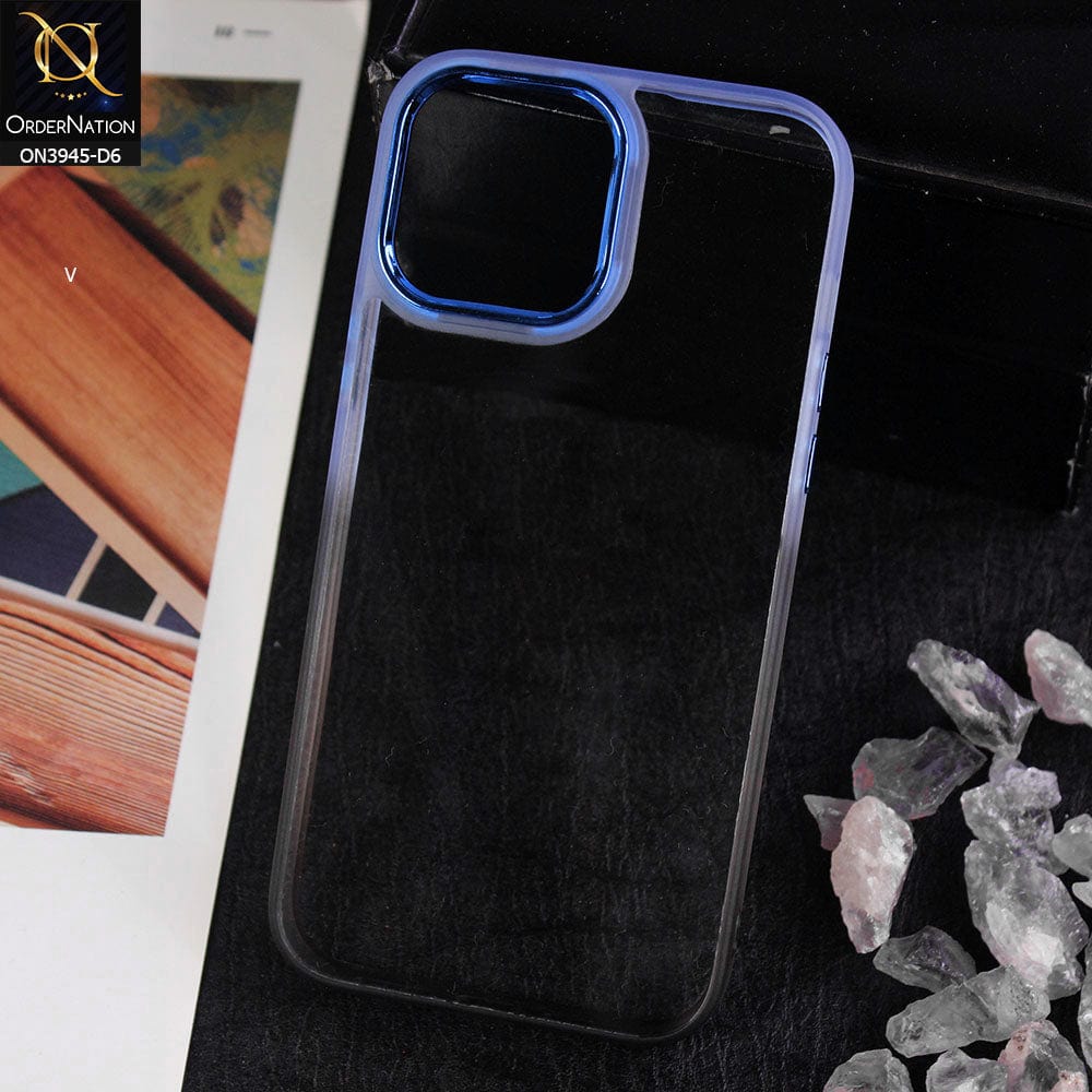 iPhone 13 Pro MaxCover - Design 6 - New Rainbow Style Soft Silicone Borders Clear Back Case With Electroplating Camera Ring