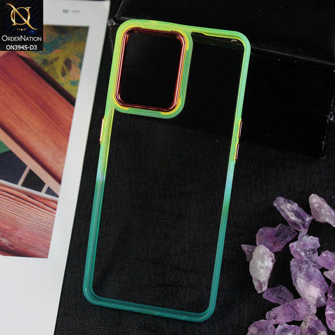 Oppo Reno 7 4G Cover - Design 3 - New Rainbow Style Soft Silicone Borders Clear Back Case With Electroplating Camera Ring
