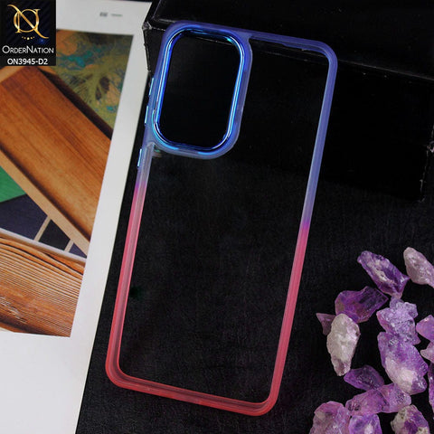 Samsung Galaxy A32 Cover - Design 2 - New Rainbow Style Soft Silicone Borders Clear Back Case With Electroplating Camera Ring