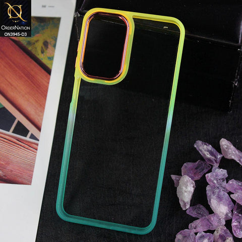 Samsung Galaxy A32 Cover - Design 3 - New Rainbow Style Soft Silicone Borders Clear Back Case With Electroplating Camera Ring