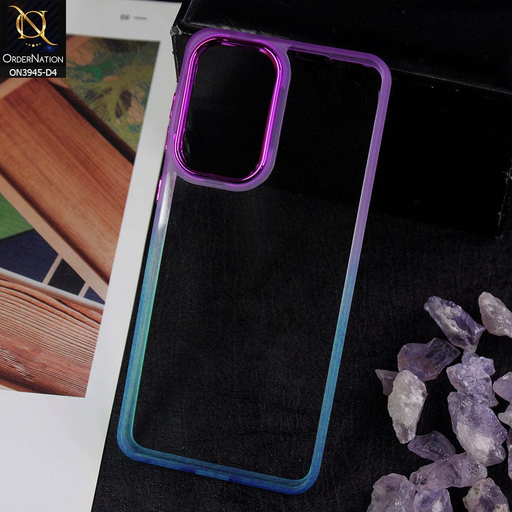 Samsung Galaxy A32 Cover - Design 4 - New Rainbow Style Soft Silicone Borders Clear Back Case With Electroplating Camera Ring