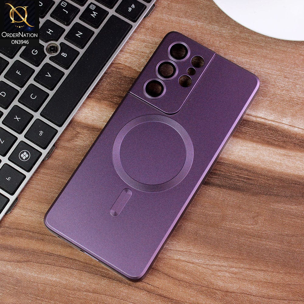 Samsung Galaxy S21 Ultra 5G Cover - Purple - New Premium Durable Flex-Fit Protective MagSafe Case With Camera Lense Protection ( MagSafe Notification Enabled )