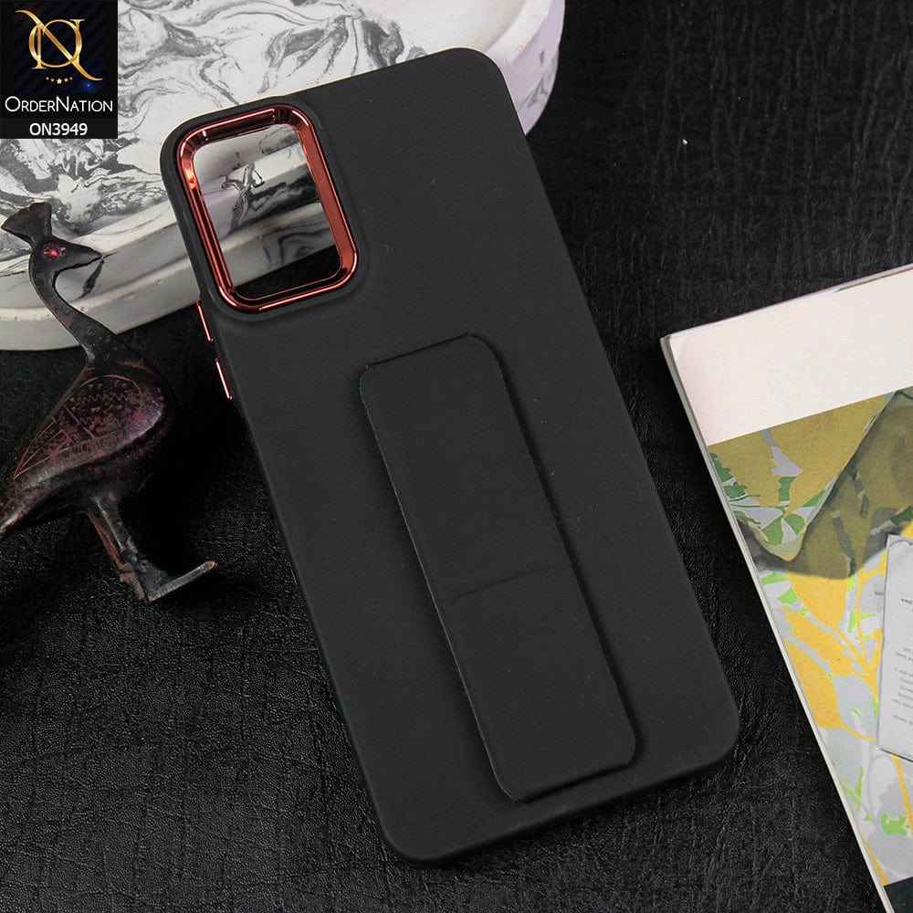 Tecno Camon 19 Neo Cover - Black - All New Colored Soft Silicone Case With Protective Mobile Stand and Electroplating camera Ring