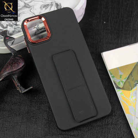 Samsung Galaxy A04 Cover - Black - All New Colored Soft Silicone Case With Protective Mobile Stand and Electroplating camera Ring