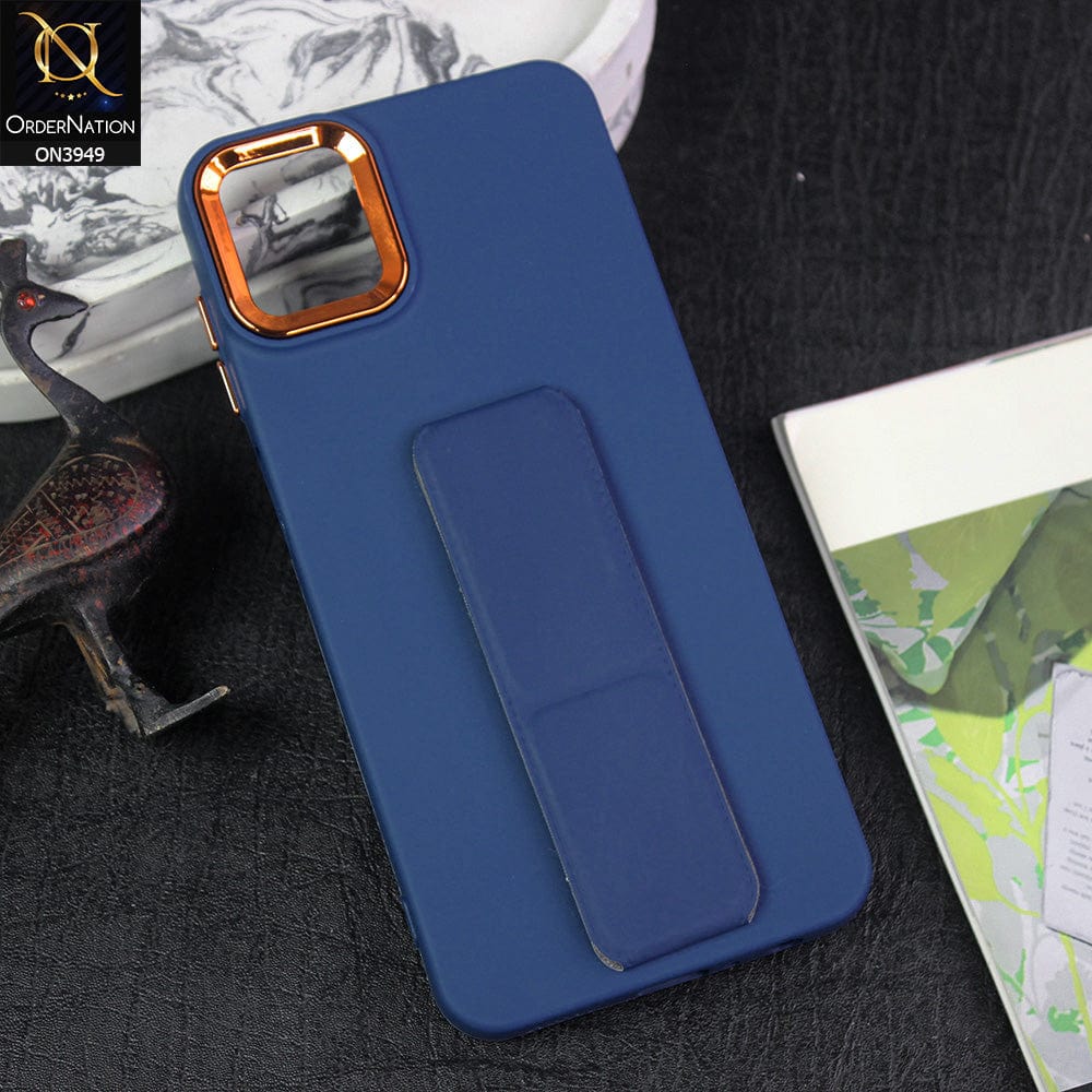 Samsung Galaxy M13 5G Cover - Blue - All New Colored Soft Silicone Case With Protective Mobile Stand and Electroplating camera Ring