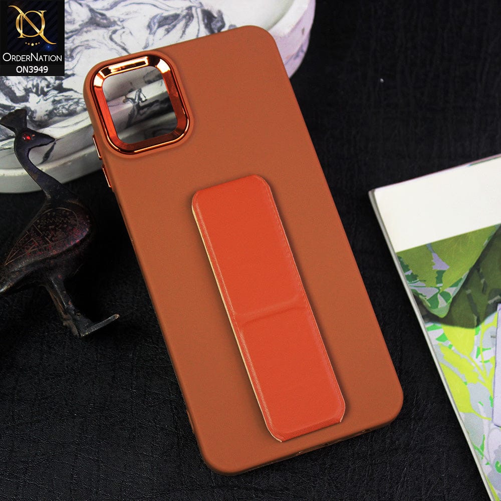 Samsung Galaxy M13 5G Cover - Brown - All New Colored Soft Silicone Case With Protective Mobile Stand and Electroplating camera Ring