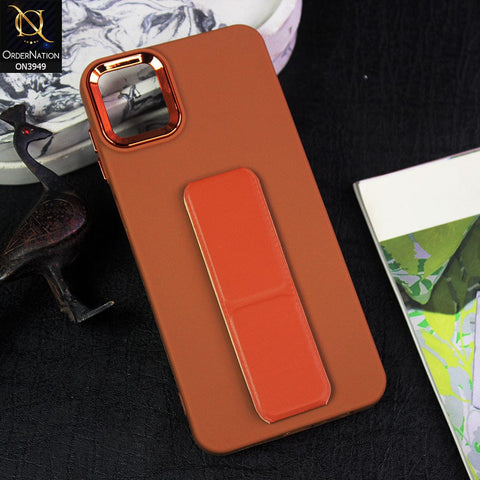 Samsung Galaxy M13 5G Cover - Brown - All New Colored Soft Silicone Case With Protective Mobile Stand and Electroplating camera Ring