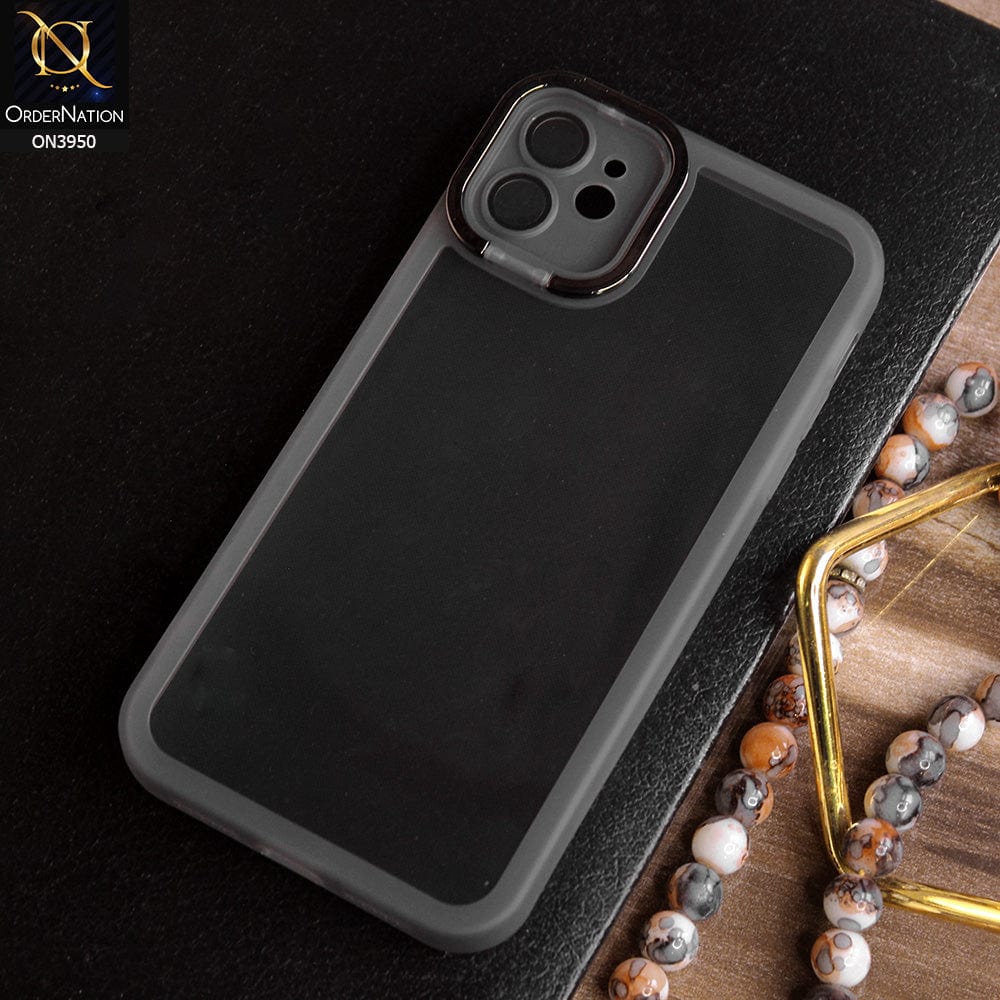 iPhone 11 Cover - Black - New Camera Stand Soft Silicone Borders Clear Back Case With Camera Lense Protection