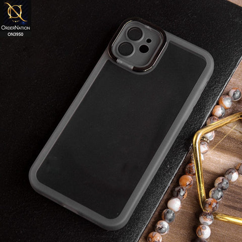 iPhone 11 Cover - Black - New Camera Stand Soft Silicone Borders Clear Back Case With Camera Lense Protection
