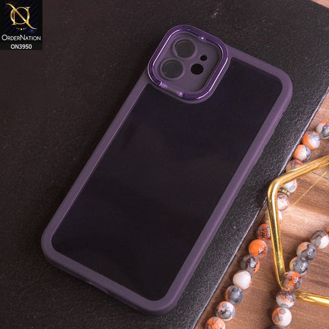 iPhone 11 Cover - Purple - New Camera Stand Soft Silicone Borders Clear Back Case With Camera Lense Protection