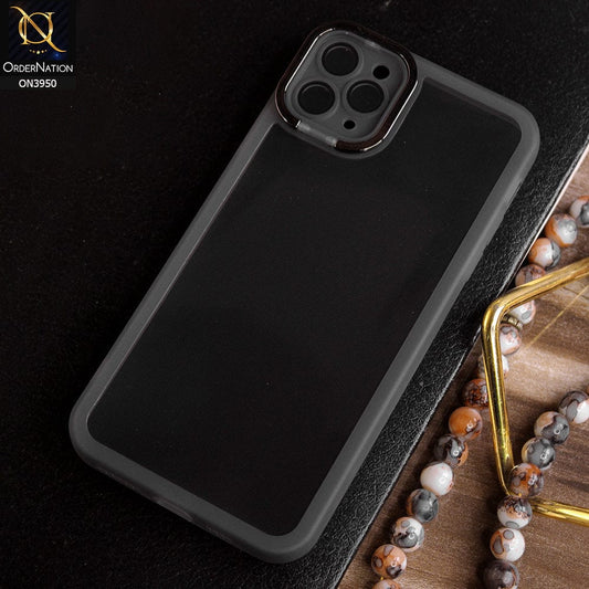 iPhone 11 Pro Max Cover - Black - New Camera Stand Soft Silicone Borders Clear Back Case With Camera Lense Protection
