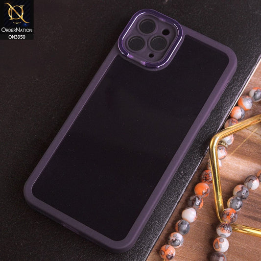 iPhone 11 Pro Max Cover - Purple - New Camera Stand Soft Silicone Borders Clear Back Case With Camera Lense Protection