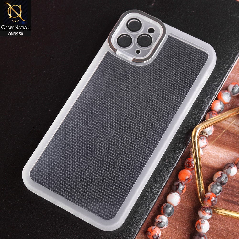 iPhone 11 Pro Max Cover - White - New Camera Stand Soft Silicone Borders Clear Back Case With Camera Lense Protection