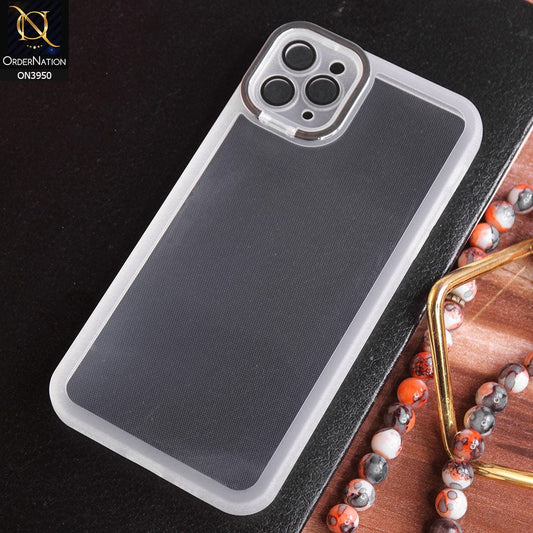 iPhone 11 Pro Max Cover - White - New Camera Stand Soft Silicone Borders Clear Back Case With Camera Lense Protection