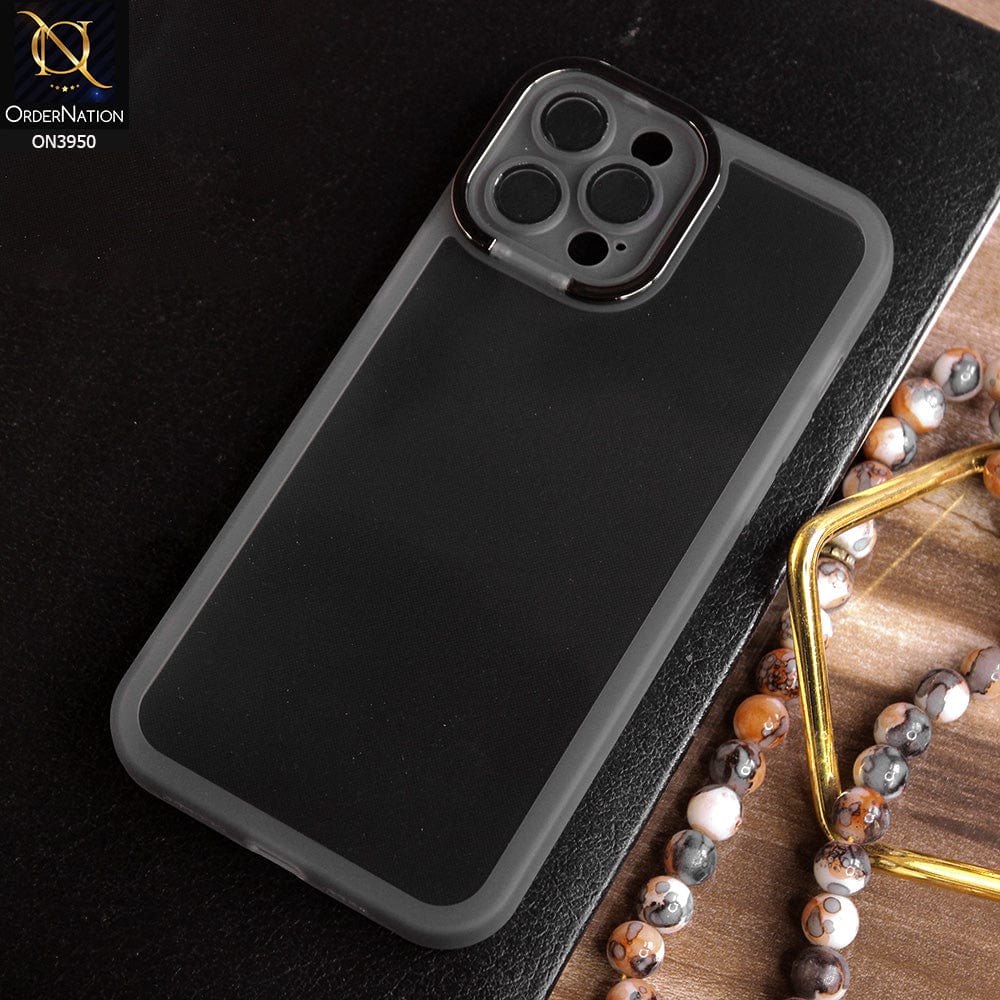iPhone 12 Pro Max Cover - Black - New Camera Stand Soft Silicone Borders Clear Back Case With Camera Lense Protection